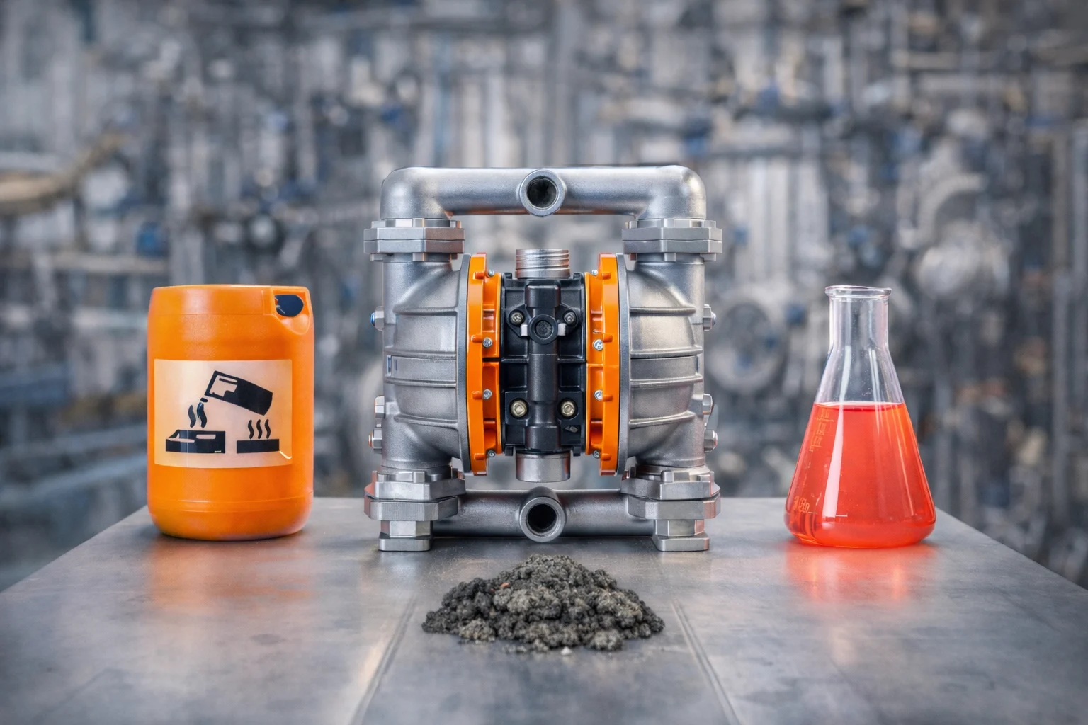 aodd pump with fluid container